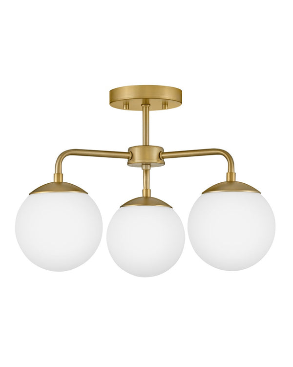 Daion 20" Three Lights Medium Semi-Flush Mount, Lacquered Brass