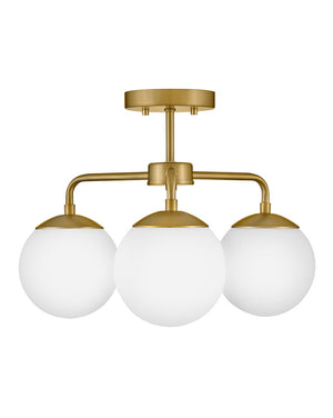 Daion 20" Three Lights Medium Semi-Flush Mount, Lacquered Brass