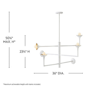 Zaor 36" Six Lights Large Adjustable Multi Tier, Textured Plaster