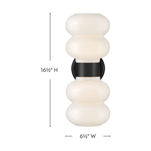 Joette 6" Two Lights Medium Sconce, Black
