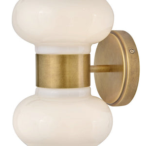 Joette 6" Two Lights Medium Sconce, Lacquered Brass