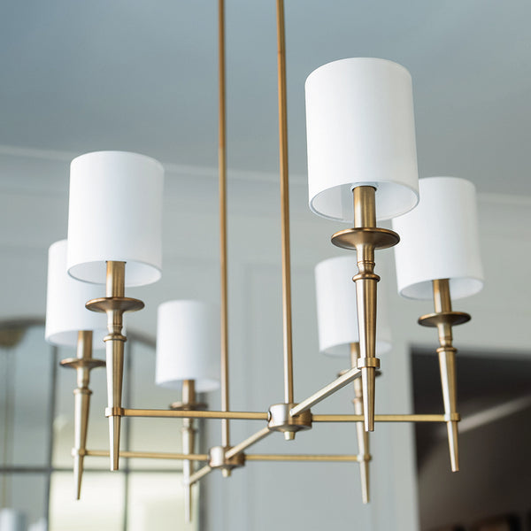Aurora 48" Six Light Island Pendant, Aged Brass