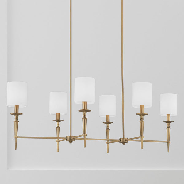Aurora 48" Six Light Island Pendant, Aged Brass