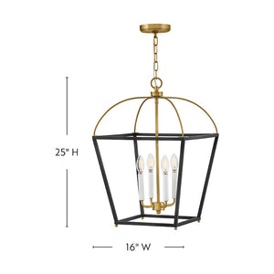 Kawyn 16" Four Lights Large Pendant, Black