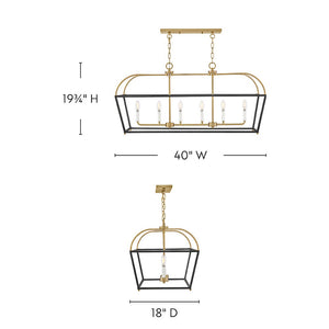 Kawyn 40" Six Lights Large Linear, Black