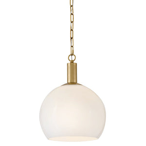 Oawyn 13" One Light Medium Pendant, Lacquered Brass