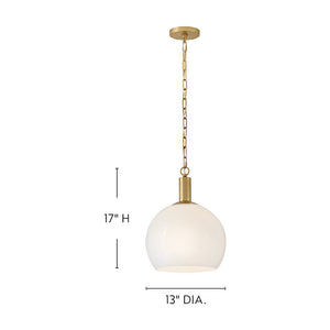 Oawyn 13" One Light Medium Pendant, Lacquered Brass