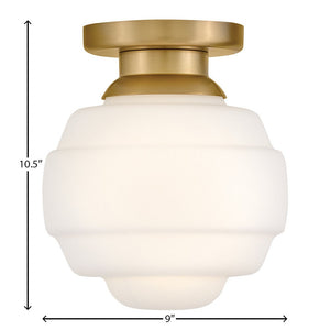 Joelle 9" One Light Extra Small Flush Mount, Lacquered Brass