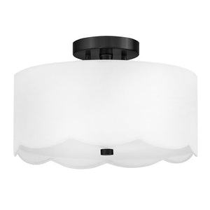 Xaiel 14" Two Lights Medium Semi-Flush Mount, Black