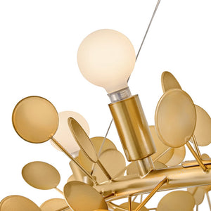 Zaan 30" Twelve Lights Medium Single Tier Chandelier, Distressed Brass