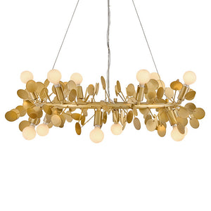 Zaan 30" Twelve Lights Medium Single Tier Chandelier, Distressed Brass