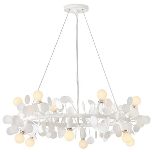 Zaan 30" Twelve Lights Medium Single Tier Chandelier, Textured Plaster