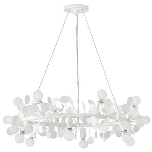 Zaan 30" Twelve Lights Medium Single Tier Chandelier, Textured Plaster