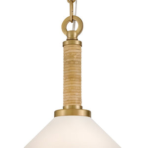 Quaor 16" One Light Medium Pendant, Lacquered Brass