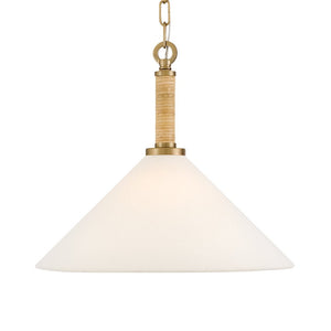 Quaor 16" One Light Medium Pendant, Lacquered Brass