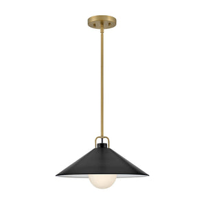 Yaar 16" One Light Large Pendant, Lacquered Brass / Black