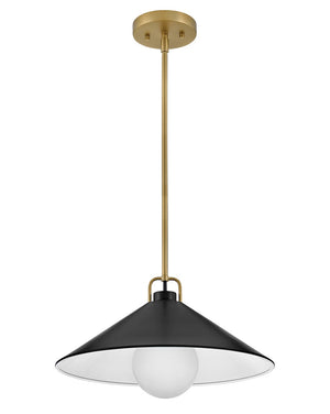 Yaar 16" One Light Large Pendant, Lacquered Brass / Black