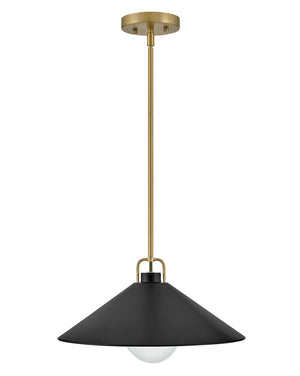 Yaar 16" One Light Large Pendant, Lacquered Brass / Black