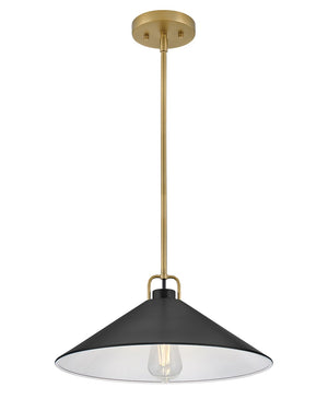 Yaar 16" One Light Large Pendant, Lacquered Brass / Black