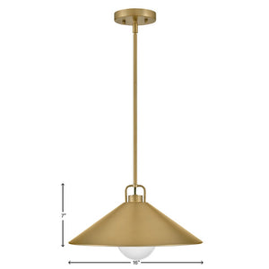 Yaar 16" One Light Large Pendant, Lacquered Brass