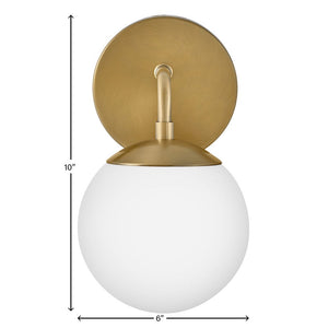 Daion 6" Medium Single Light Vanity, Lacquered Brass