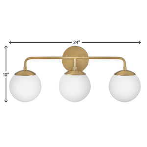 Daion 24" Three Lights Medium Vanity, Lacquered Brass