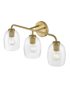 Farie 24" Three Lights Medium Vanity, Lacquered Brass