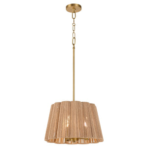 Norel 16" Three Lights Pendant, Brushed Brass