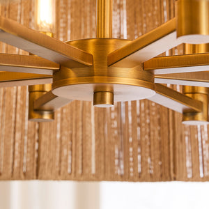 Norel 32" Eight Lights Pendant, Brushed Brass