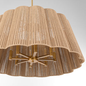 Norel 32" Eight Lights Pendant, Brushed Brass