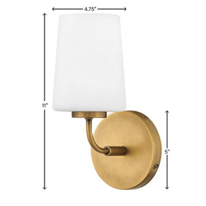 Quaan 5" Medium Single Light Vanity, Heritage Brass