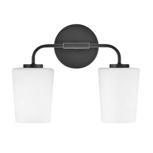 Quaan 14" Two Lights Small Vanity, Black / Eched Opal Glass