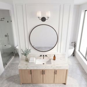 Quaan 14" Two Lights Small Vanity, Black / Eched Opal Glass