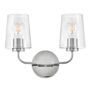 Quaan 14" Two Lights Small Vanity, Chrome / Clear Glass