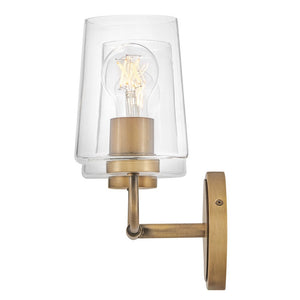 Quaan 14" Two Lights Small Vanity, Heritage Brass / Clear Glass