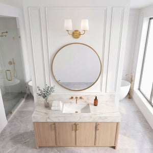 Quaan 14" Two Lights Small Vanity, Heritage Brass / Etched Opal Glass