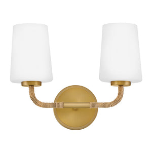 Quaan 14" Two Lights Small Vanity, Lacquered Brass
