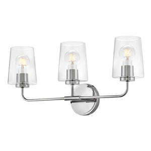 Quaan 24" Three Lights Medium Vanity, Chrome / Clear Glass