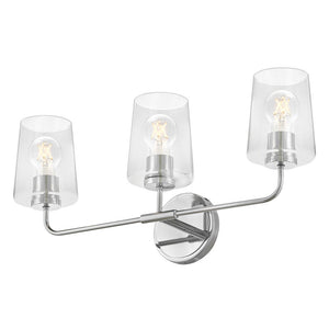 Quaan 24" Three Lights Medium Vanity, Chrome / Clear Glass