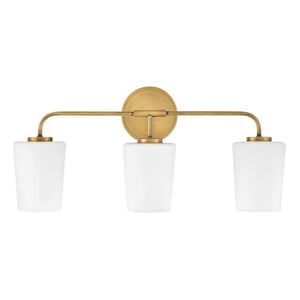 Quaan 24" Three Lights Medium Vanity, Heritage Brass / Etched Opal Glass