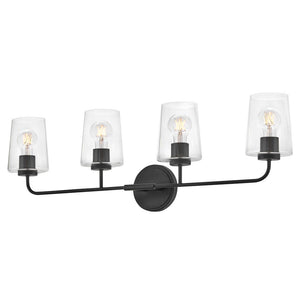Quaan 33" Four Lights Large Vanity, Black / Clear Glass