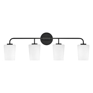 Quaan 33" Four Lights Large Vanity, Black / Etched Opal Glass