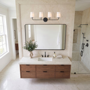 Quaan 33" Four Lights Large Vanity, Black / Etched Opal Glass