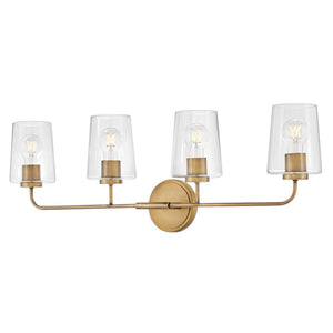 Quaan 33" Four Lights Large Vanity, Heritage Brass / Clear Glass
