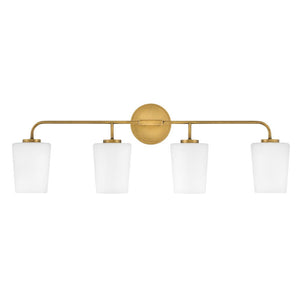 Quaan 33" Four Lights Large Vanity, Heritage Brass / Etched Opal Glass