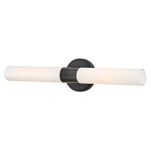 Berie 5" Two Lights Large Vanity, Black / Cased Opal Glass