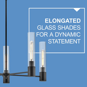 Berie 28" Five Lights Medium Single Tier Chandelier, Black