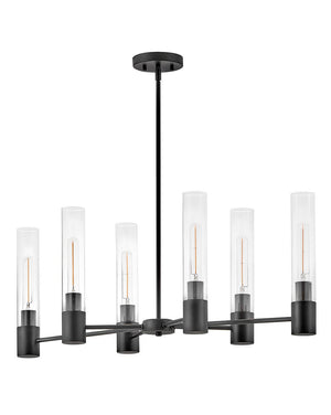 Berie 34" Six Lights Small Linear Chandelier, Black