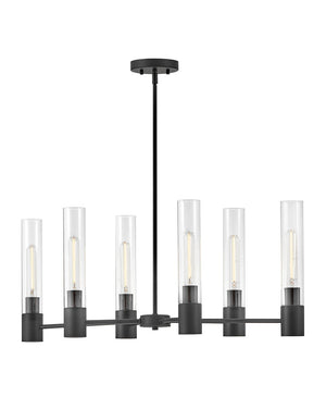 Berie 34" Six Lights Small Linear Chandelier, Black