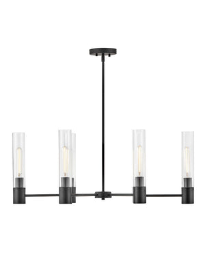 Berie 34" Six Lights Small Linear Chandelier, Black